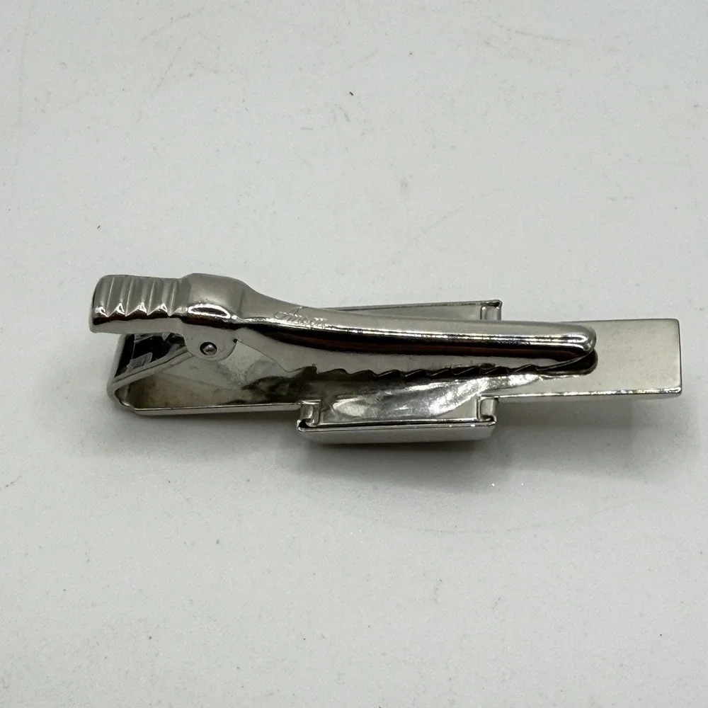 Vintage Freemason Masonic Tie Clip Bar & Cufflink Set 3 Piece Anson Silver Tone
